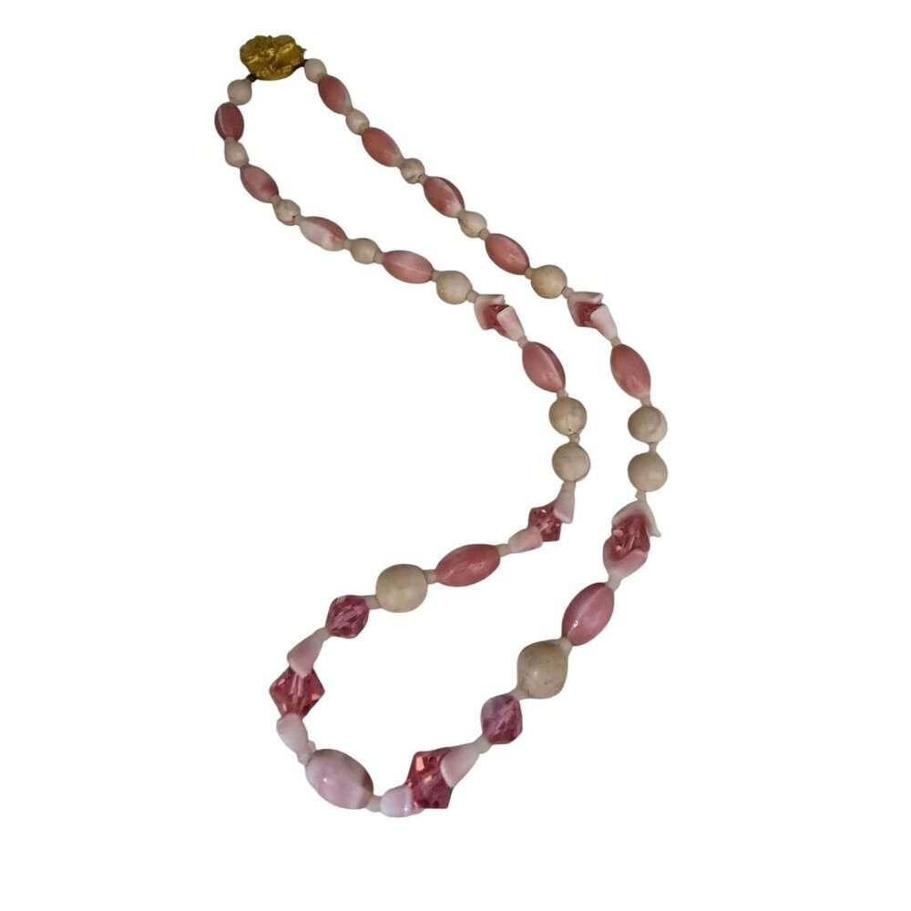 Pretty In Pink All Glass And Crystal Necklace (A8589)